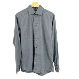 Eton Men’s Slim Fit Dress Shirt‎ M 15.5 39 Green Navy Gingham Check 100% Cotton